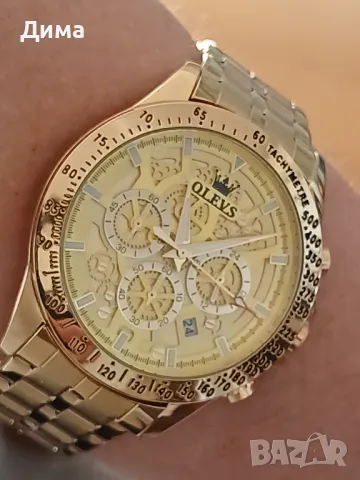 OLEVS Хронограф Многофункционален Кварц,Скелетен,Hollow Out,HD Светещ,3 АТМ,Автоматична дата,Ден , снимка 12 - Мъжки - 48358869