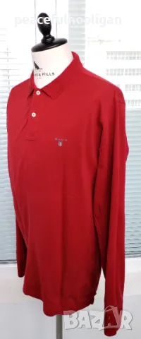 Gant Regular Fit Long Sleeve Red Polo Shirt - мъжка червена поло блуза с дълъг ръкав размер L , снимка 10 - Блузи - 47644355