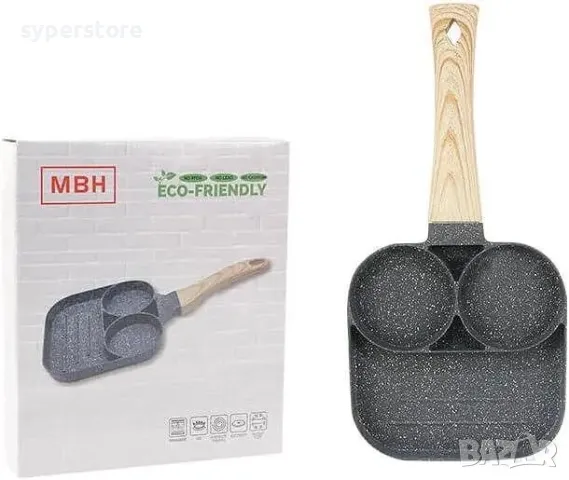 Тиган с 3 отделения Digital One SP01018, с незалепващо покритие, във формата на кръгове, за яйца , п, снимка 2 - Съдове за готвене - 49448330