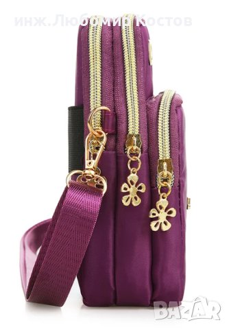 №1 Модна дамска чантичка портфейл за през рамо за мобилен телефон с щепсел и отвор за слушалки, снимка 4 - Портфейли, портмонета - 43906297