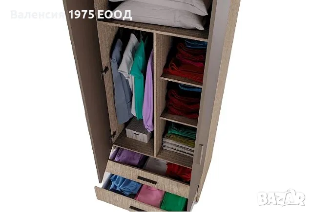 Двукрил гардероб Сити 1008 дъб артисан или комбинация мока/ лате, снимка 9 - Гардероби - 48665481