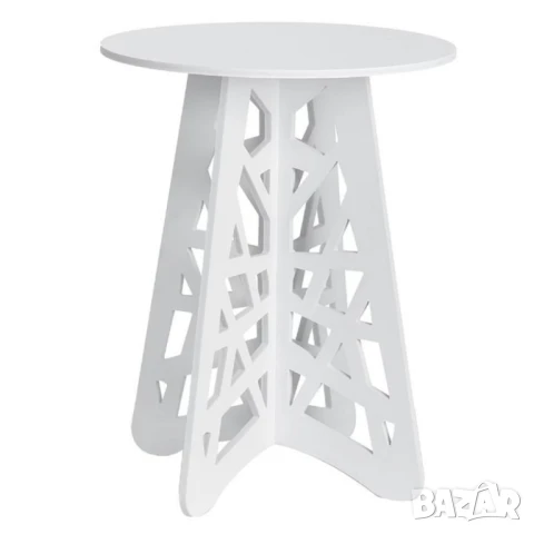 Стилна кръгла холна маса с ажурни крака – Бял елегантен акцент за всяко пространство, снимка 2 - Други стоки за дома - 51063094