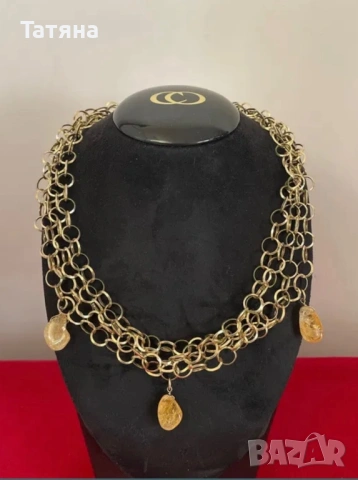 4-редно колие от позлатено  925 сребро ,66грамма, снимка 2 - Колиета, медальони, синджири - 53147377