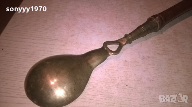 ГОЛЯМА РЕТРО ЛЪЖИЦА-МЕД/МЕСИНГ/ДЪРВО-ВНОС ФРАНЦИЯ, снимка 2 - Колекции - 27110999