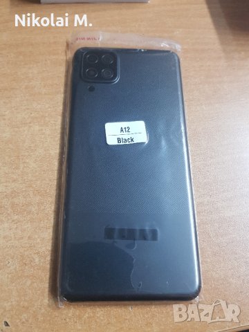  Заден капак със стъкло камера за Samsung Galaxy A12(черен)