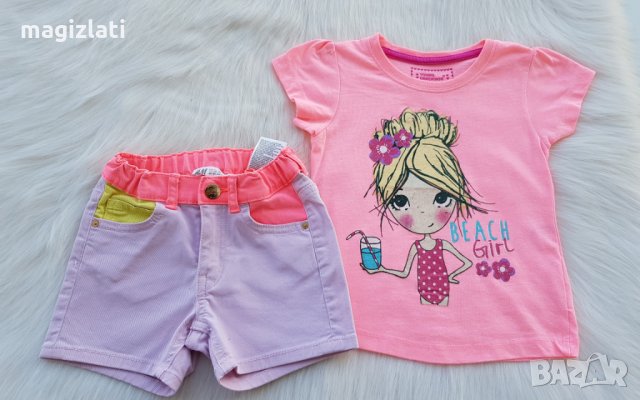 Къси дънкови панталони H&M и тениска  3-4 години, снимка 5 - Детски къси панталони - 33636304