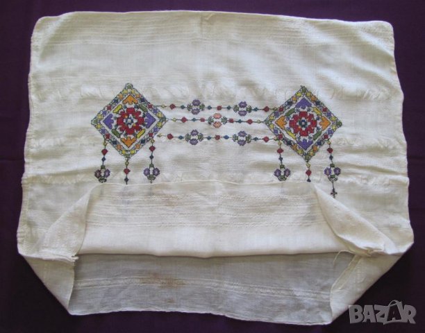 19 век Фолк Арт Копринен Кенар Калъфка за Възглавница, снимка 3 - Антикварни и старинни предмети - 35399551
