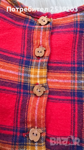 Детска карирана рокля 12-18 месеца, снимка 5 - Бебешки рокли - 52718068