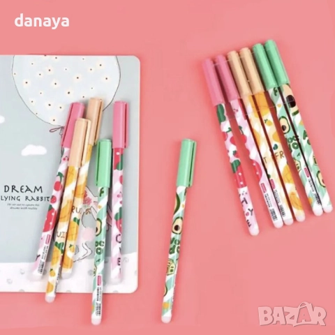 6114 Изтриваем химикал с гума тънкописец с черно мастило Плодчета, снимка 7 - Ученически пособия, канцеларски материали - 51627556