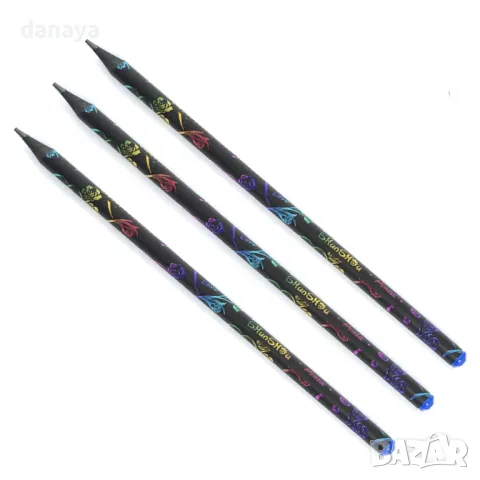 5876 Графитен молив с черен корпус и цветни надписи, снимка 3 - Ученически пособия, канцеларски материали - 50055716