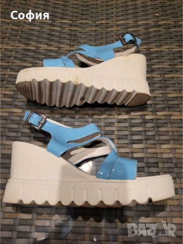 Сини сандали на платформа , снимка 2 - Сандали - 38686468