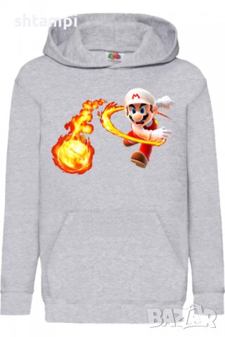 Детски Суитчър/Суитшърт Super Mario Fireball,Super Mario,Игра,Подарък,Изненада,Забавление,Рожден Ден, снимка 2 - Детски анцузи и суичери - 38366180