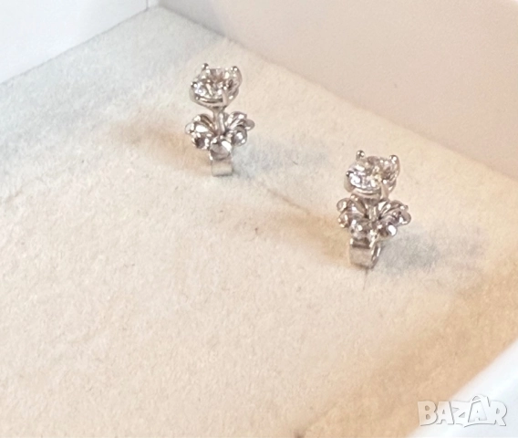 Дамски обеци бяло злато и диаманти, снимка 7 - Обеци - 52470803