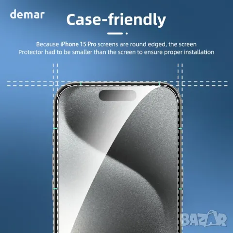 NEW'C 4 Pack: Защитно стъкло за екран и камера за iPhone 15 Pro [6.1 инча], снимка 7 - Фолия, протектори - 49856262