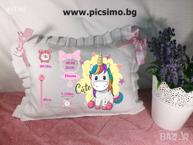 Декоративна възглавничка бебешка/детска визитка, снимка 2 - Спално бельо и завивки - 32646391