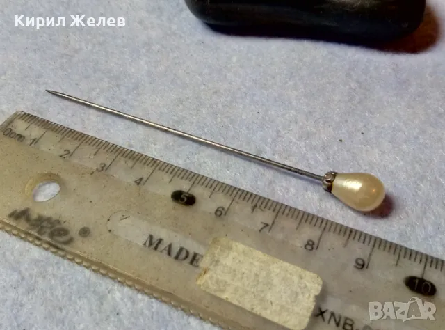 СТАРИННА ПОСРЕБРЕНА ПЕРЛЕНА ИГЛА РЕТРО УКРАШЕНИЕ За РЕВЕР ШАПКА 48567