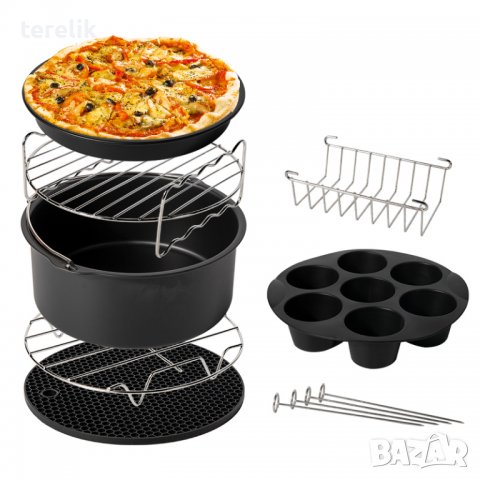 Нови Промо air fryer Универсален Комплект аксесоари 11 части за фритюрник с горещ въздух от вносител, снимка 14 - Съдове за готвене - 39848737