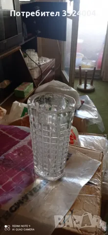 Нова кристална ваза ръчно гравирана от 80 те години на сливенския завод Васил Коларов