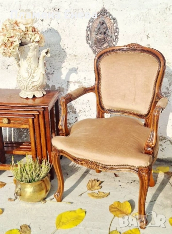 масивно френско кресло с подлакътници , снимка 6 - Дивани и мека мебел - 53172850