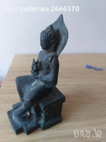 Китайска бронзова статуетка на буда, снимка 2 - Антикварни и старинни предмети - 35001543