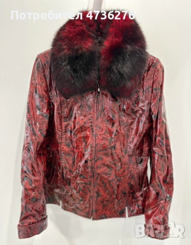 Дамско кожено яке от агнешка кожа с яка от лисица, снимка 2 - Якета - 53458287