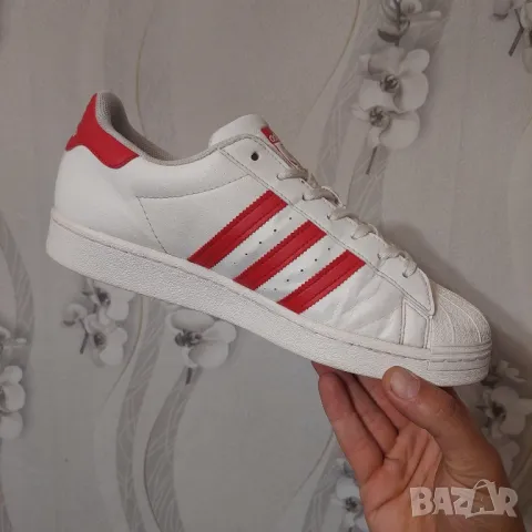 adidas Superstar 'White Scarlet номер 44 2/3  оригинални маратонки / кецове , снимка 12 - Маратонки - 47753508