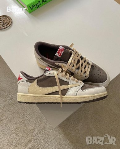 Nike Air Jordan 1 Low Travis Scott Mocha Нови Оригинални Обувки Размер 44 Мъжки Маратонки
