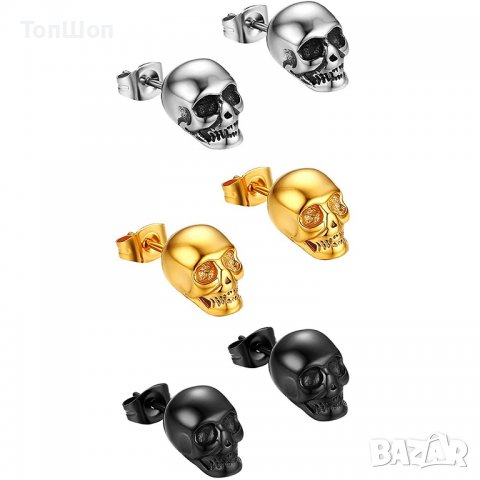 Обеци с череп - 3 модела, снимка 2 - Обеци - 37705195