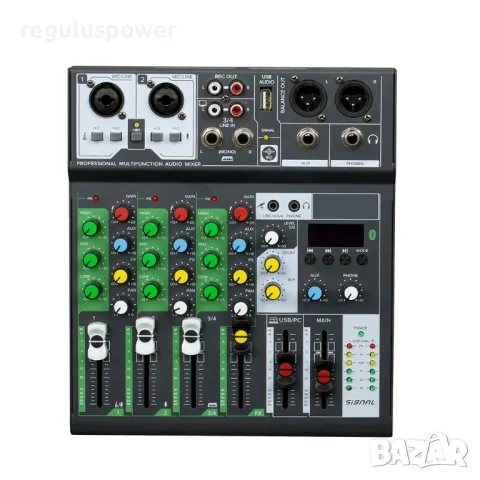 Смесителен пулт RP - MIX 6BT,DJ Mixer, Bluetooth, Usb player, 3 Band EQ, FX, Plug and Play 