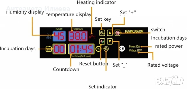 Напълно автоматичен инкубатор за 48 яйца 80W YZ8-48, снимка 7 - Други - 50938719