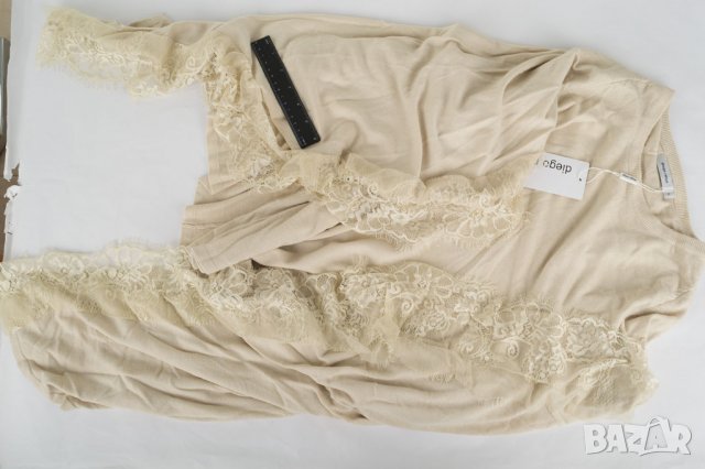 Светлобежова дамска блуза с шлейф марка Diego Reiga - M, снимка 5 - Блузи с дълъг ръкав и пуловери - 29030863