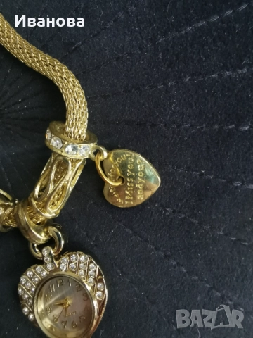 Позлатен дамски часовник Quartz гривна с цирконий, снимка 7 - Гривни - 52096530