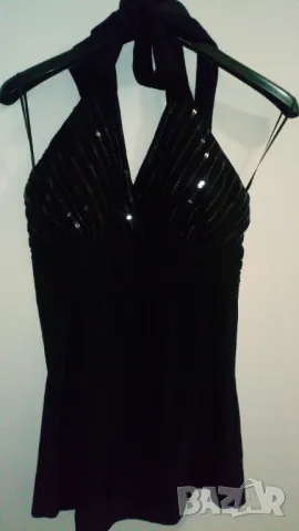 Дамски топ в черно с пайети , снимка 2 - Корсети, бюстиета, топове - 48299838