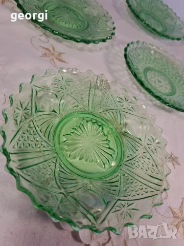 стъклена купа с чинийки за торта зелено стъкло 26/3, снимка 8 - Аксесоари за кухня - 50693549
