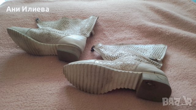 Летни ботуши естествена кожа цвят розова пудра с ефект сатен, снимка 8 - Дамски ботуши - 43106689