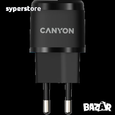 Зарядно за телефон, адаптер CANYON H-20-05, 1xUSB Type-C, Черен SS30215, снимка 1 - Оригинални зарядни - 40016797