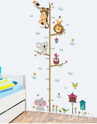 Сафари Зоо Диви Джунгла животни метър за стена и мебел детска стая лепенка стикер самозалепващ, снимка 2 - Други - 32776760