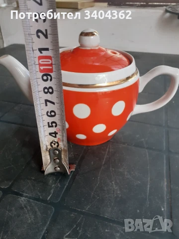 Чайник - руски порцелан с позлата, снимка 5 - Антикварни и старинни предмети - 50918489