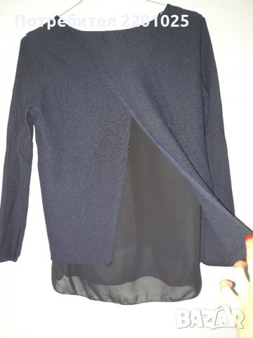 Блузка с шифон и преметване на гърба , снимка 3 - Блузи с дълъг ръкав и пуловери - 33029895