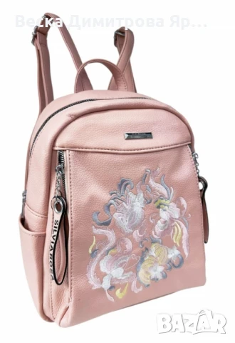 Елегантна и стилна дамска раница с флорална бродерия, снимка 2 - Чанти - 50659984
