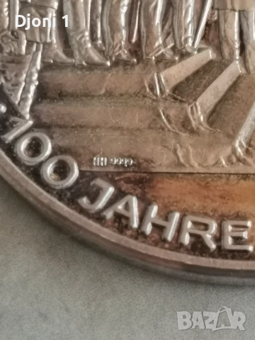 Сребърен медал по случай 100 годишнината от създаването на Германската империя , снимка 3 - Антикварни и старинни предмети - 53209545