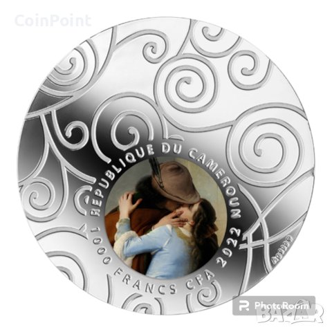 Сребърна монета El Beso by Francesco Hayez 1000 Francs Cameroon 2022, снимка 4 - Нумизматика и бонистика - 43378562