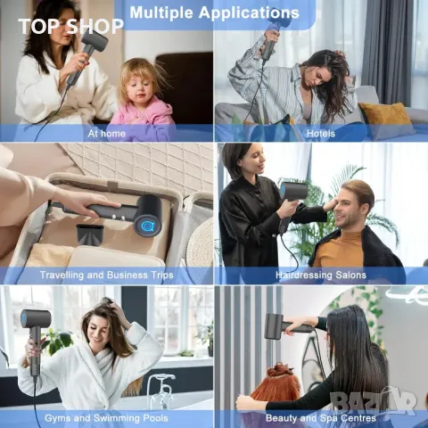 Професионален сешоар SZO, сешоар с 400 милиона отрицателни йони, 110 000 RPM, снимка 6 - Сешоари - 49937581