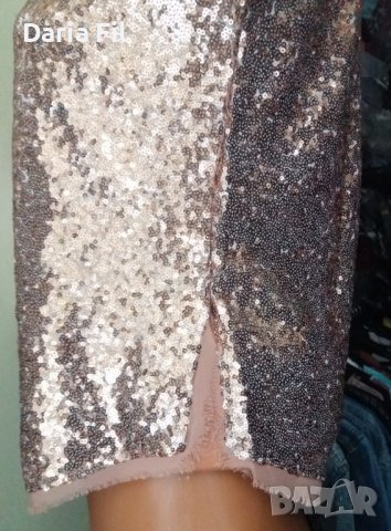 Блуза цялата в медно-розово злато пайети, снимка 4 - Тениски - 43176356