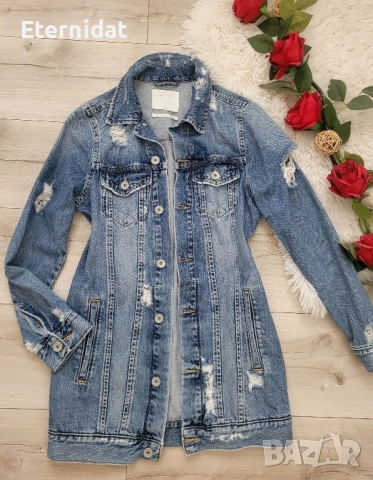 Дълго дънково яке , снимка 2 - Якета - 52074531