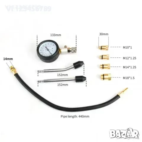 Уред за измерване на компресия на бензинови двигатели /Компресомер FORSAGE, снимка 2 - Други инструменти - 52237102