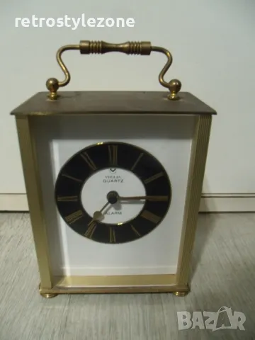 № 7919 стар настолен часовник - VEGLIA - метален корпус / кутия - размер 13 / 10 / 6 см - кварцов