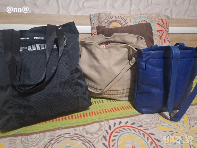 Синя чанта от естествена кожа , снимка 5 - Чанти - 53363980