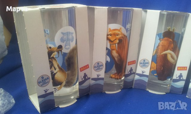 Стъклени чаши ледена епоха 6 бр пълна колекция с кутиите, снимка 2 - Колекции - 36850348