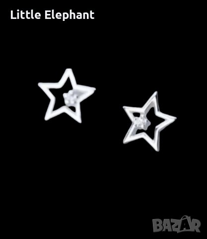 Сребърни обеци с кристали"Stars with white little cristals"/нови, снимка 1